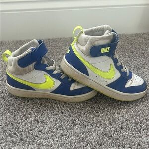 Nike Toddler 12C High-Top Sneakers in Blue, White & Neon Yellow